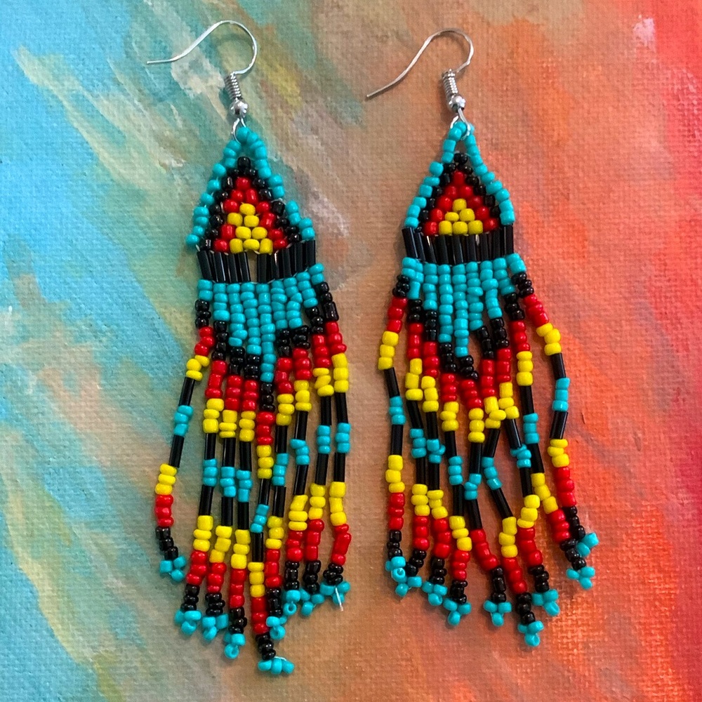 ❤️NWT Boho Beaded Tribal Earrings Turquoise